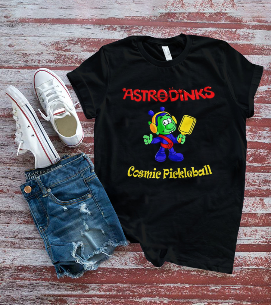 Astrodinks Cosmic Pickleball Alien With Paddle T-Shirt