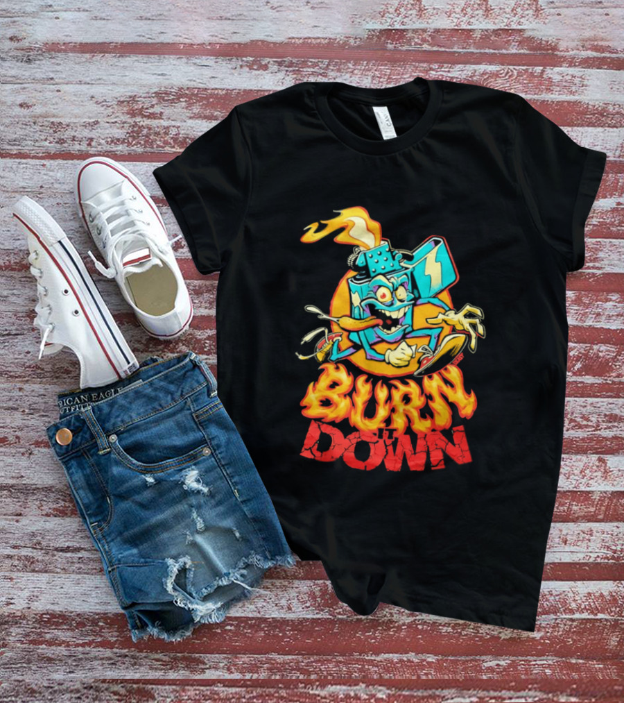 Burn It Down Lighter Mascot With Flames T-Shirt