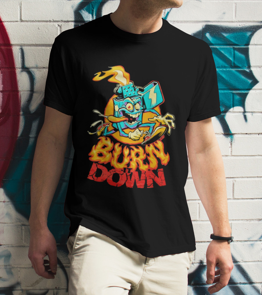 Burn It Down Lighter Mascot With Flames T-Shirt