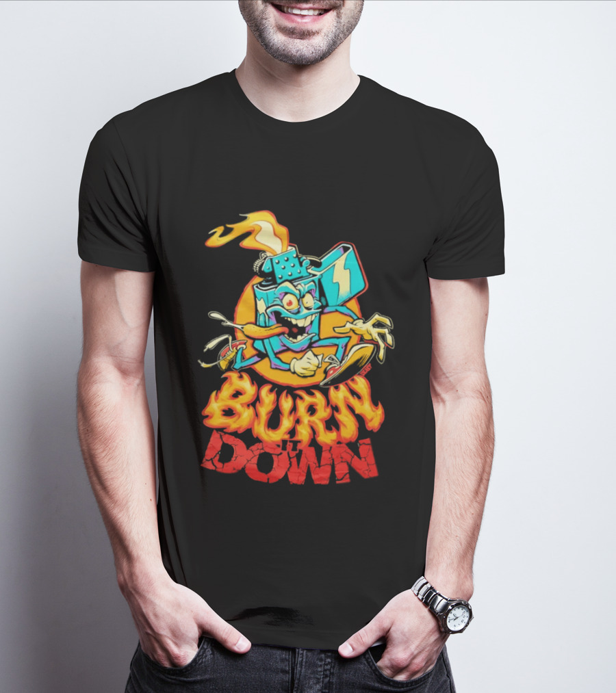 Burn It Down Lighter Mascot With Flames T-Shirt