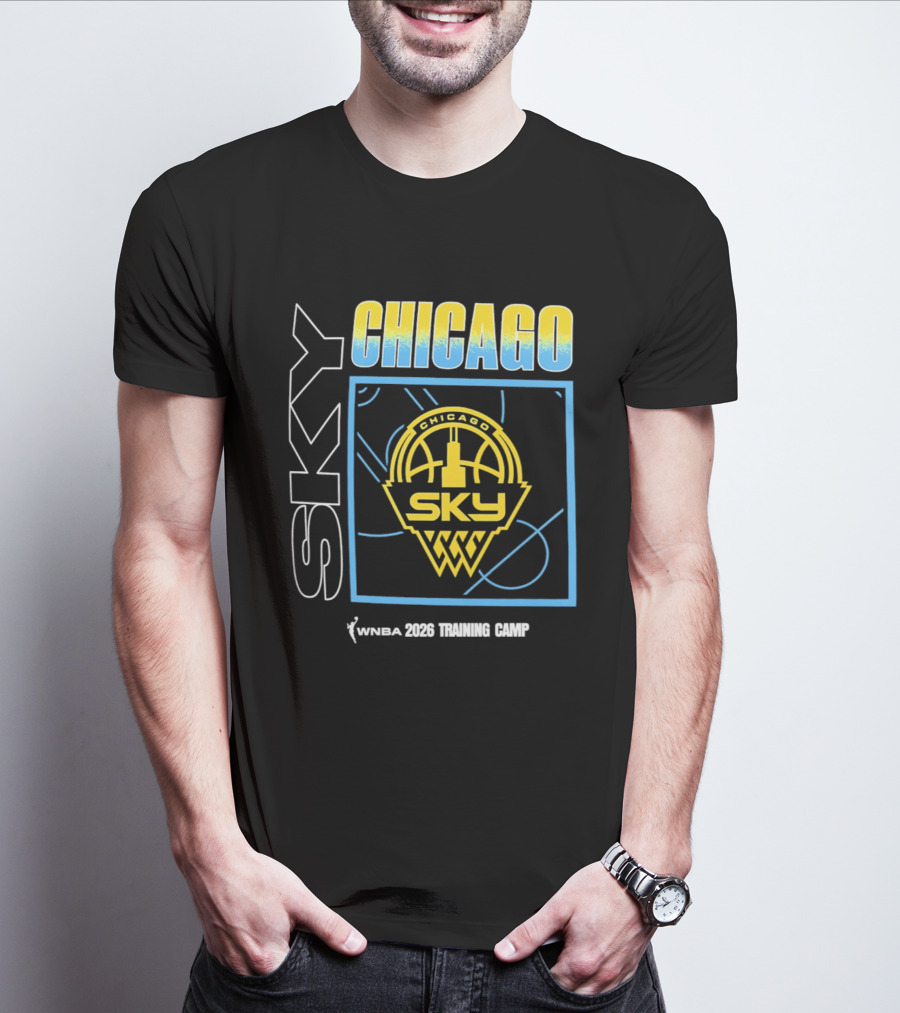 Chicago Sky WNBA 2026 Training Camp Logo With Basketball And Skyline T-Shirt
