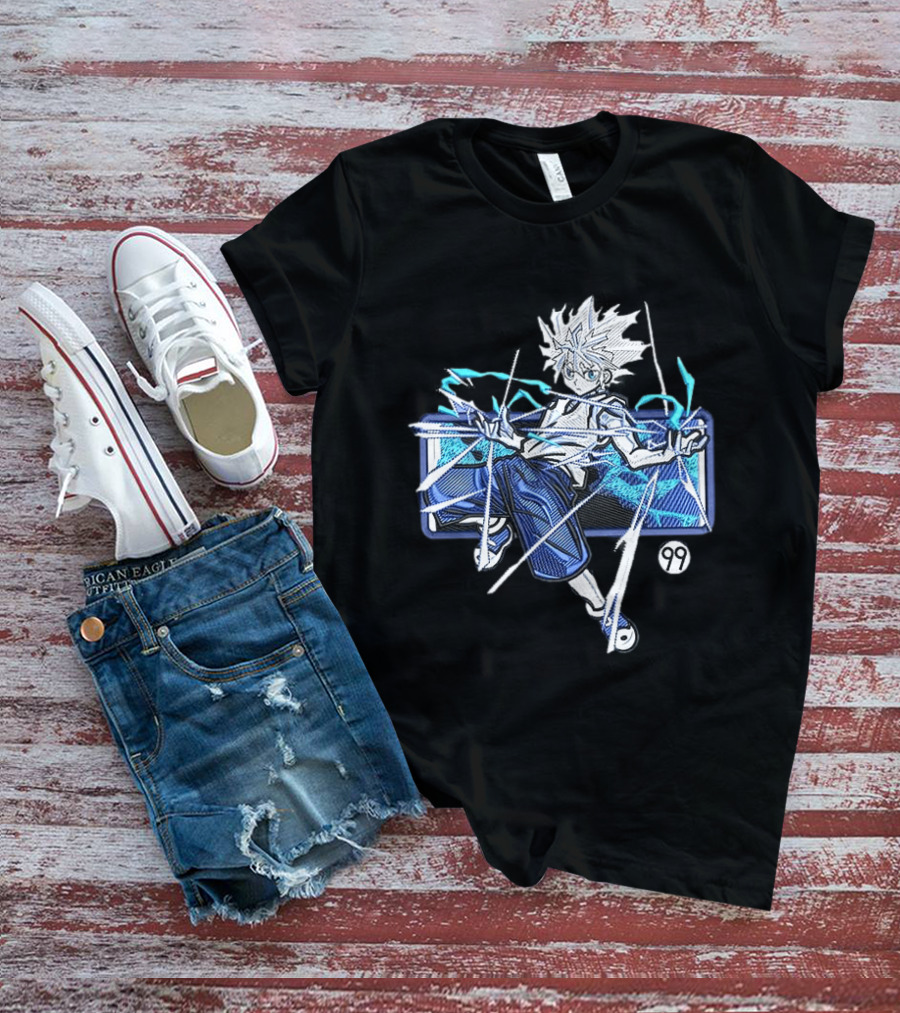 Hunter X Hunter Killua 99 Anime Graphic Manga Style Electric Aura T-Shirt