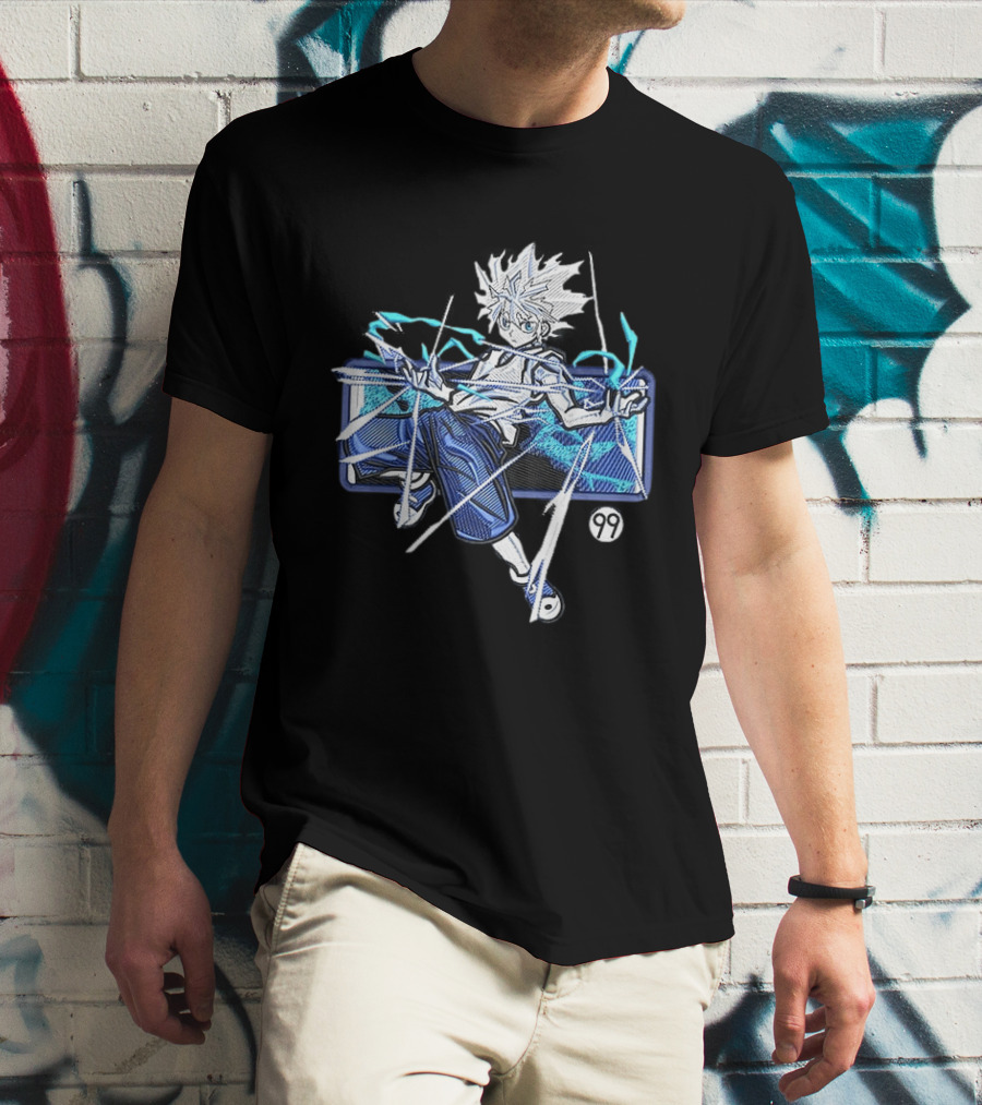 Hunter X Hunter Killua 99 Anime Graphic Manga Style Electric Aura T-Shirt