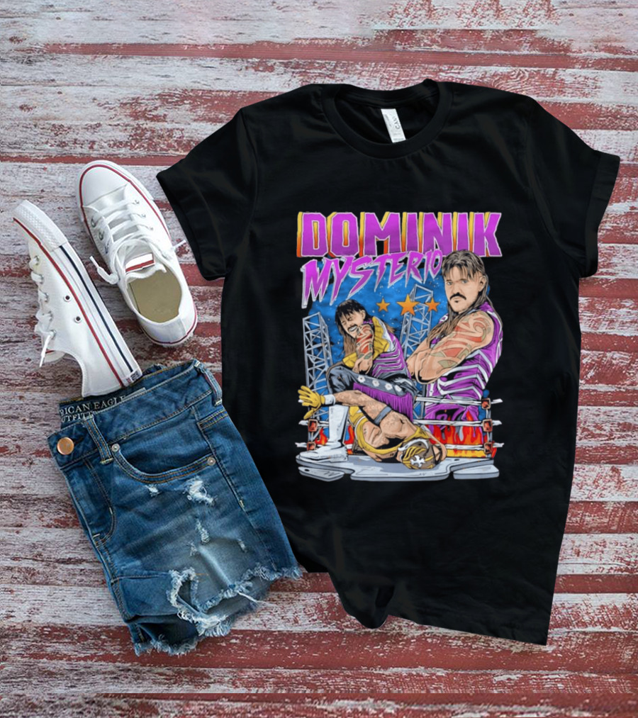 Dominik Mysterio Wrestling Match Illustration Purple Star T-Shirt