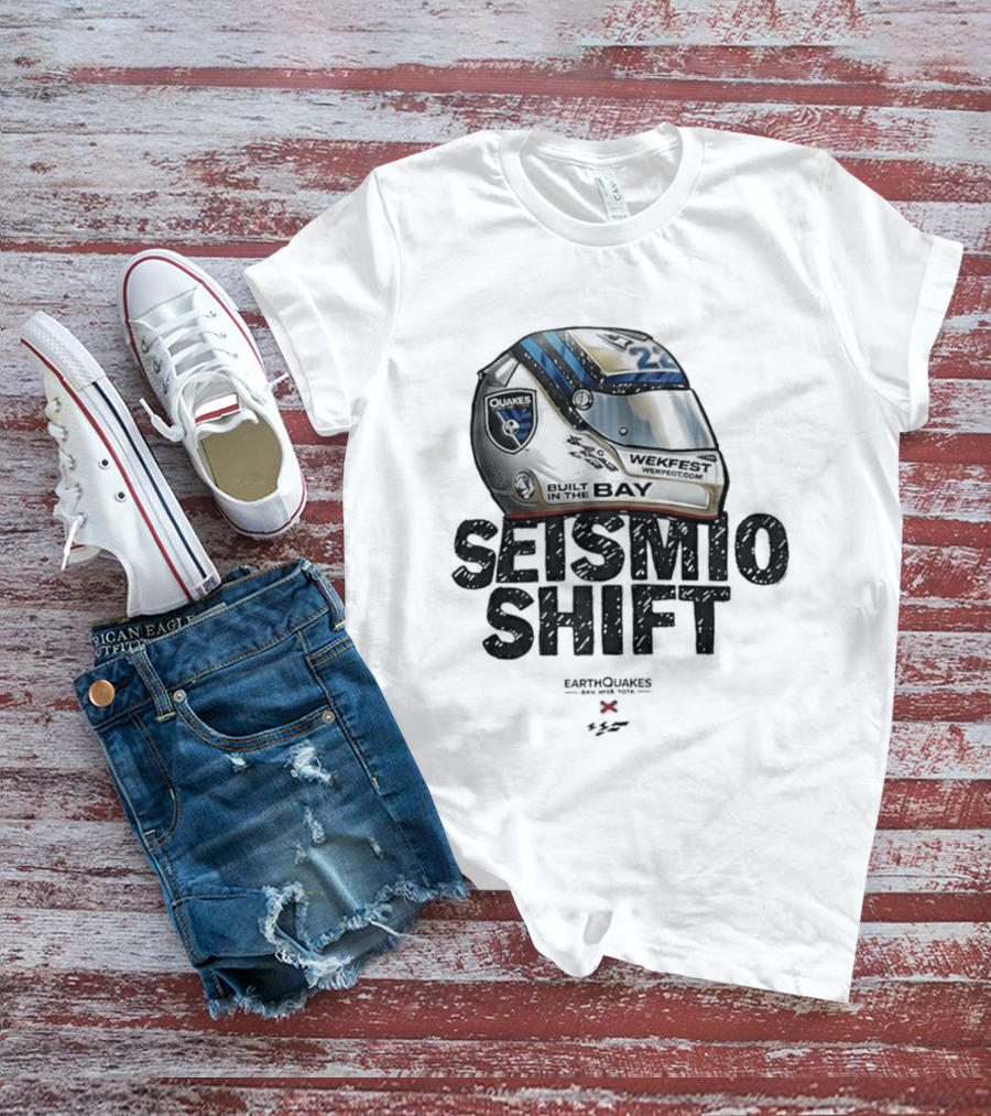 Seismic Shift San Jose Earthquakes Wekfest Helmet Built In The Bay T-Shirt