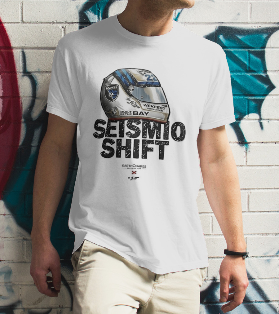 Seismic Shift San Jose Earthquakes Wekfest Helmet Built In The Bay T-Shirt