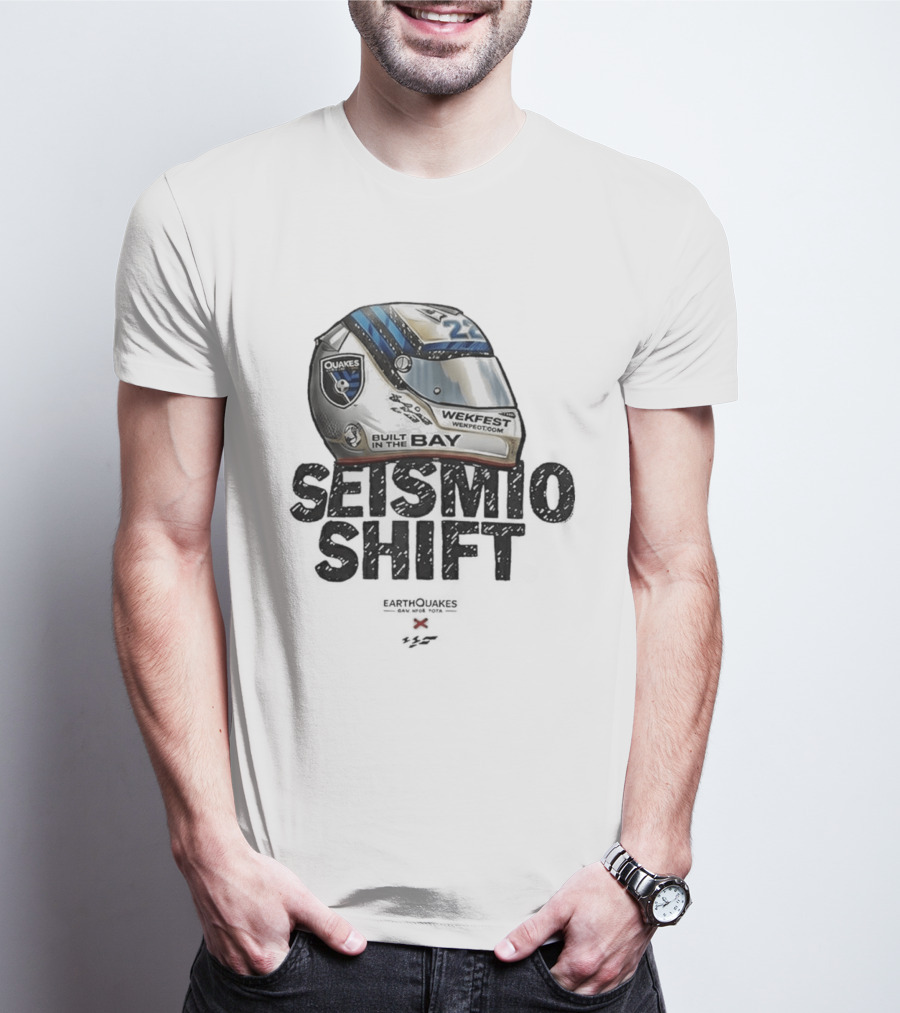 Seismic Shift San Jose Earthquakes Wekfest Helmet Built In The Bay T-Shirt