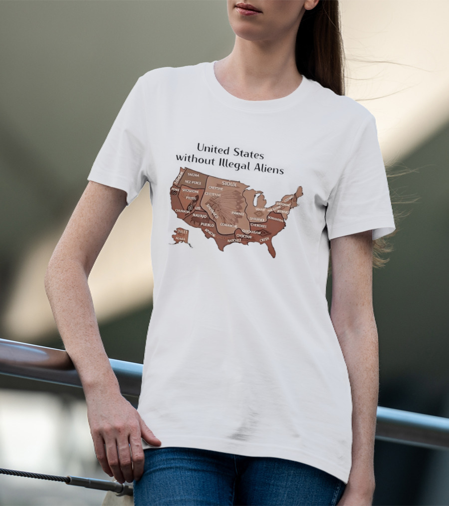 United States Map Featuring Native Tribes And Nations T-Shirt