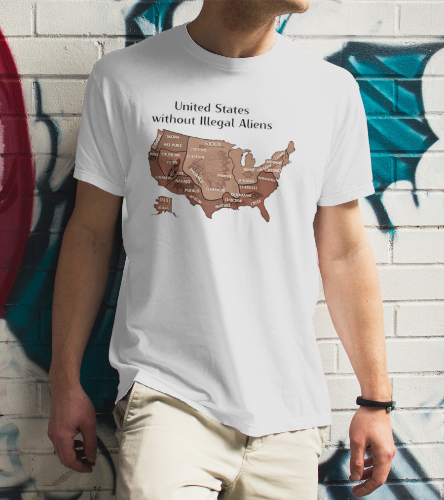 United States Map Featuring Native Tribes And Nations T-Shirt
