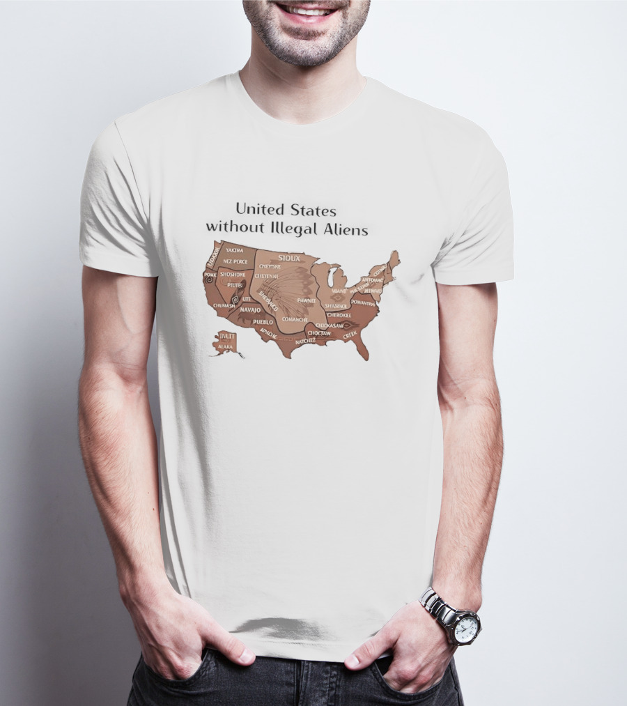 United States Map Featuring Native Tribes And Nations T-Shirt