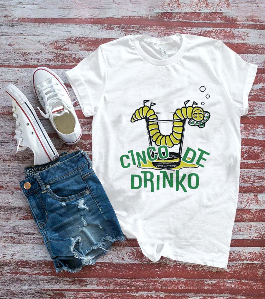 Cinco De Drinko Tequila Worm Drink Glass Bubbles T-Shirt