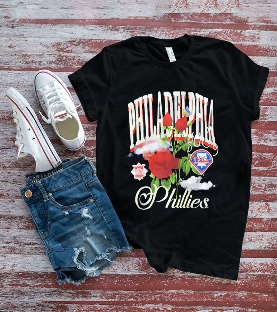 Philadelphia Phillies Roses And Clouds Vintage MLB Fan T-Shirt
