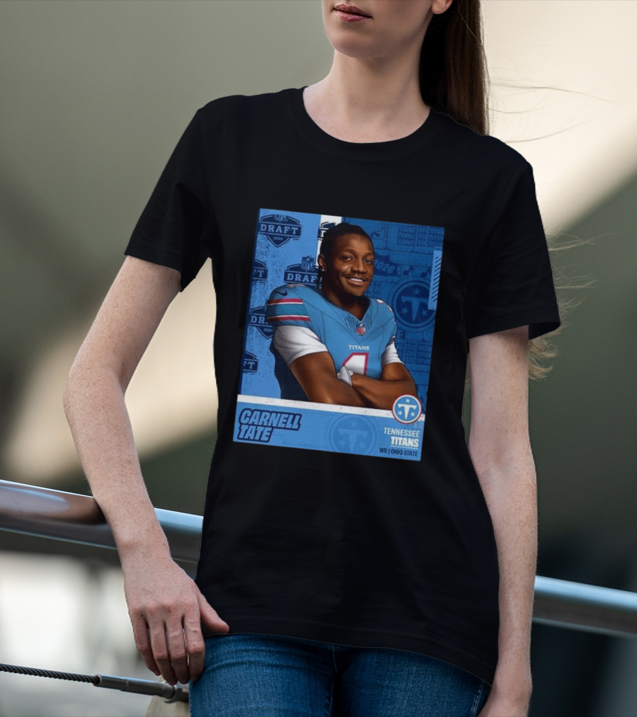 Carnell Tate Tennessee Titans 2026 NFL Draft Pick Round 1 Pick 4 WR Ohio State T-Shirt