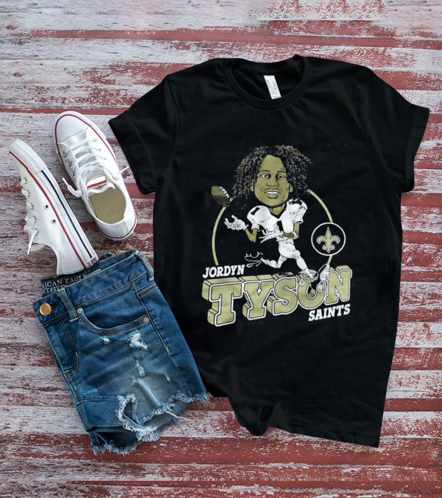 New Orleans Saints Jordyn Tyson Number 1 Caricature Fleur De Lis T-Shirt
