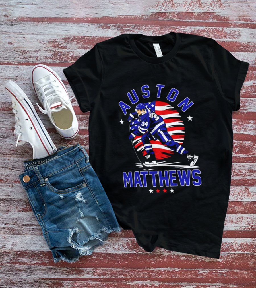 Auston Matthews USA Hockey Number 34 Stars And Stripes Energy T-Shirt