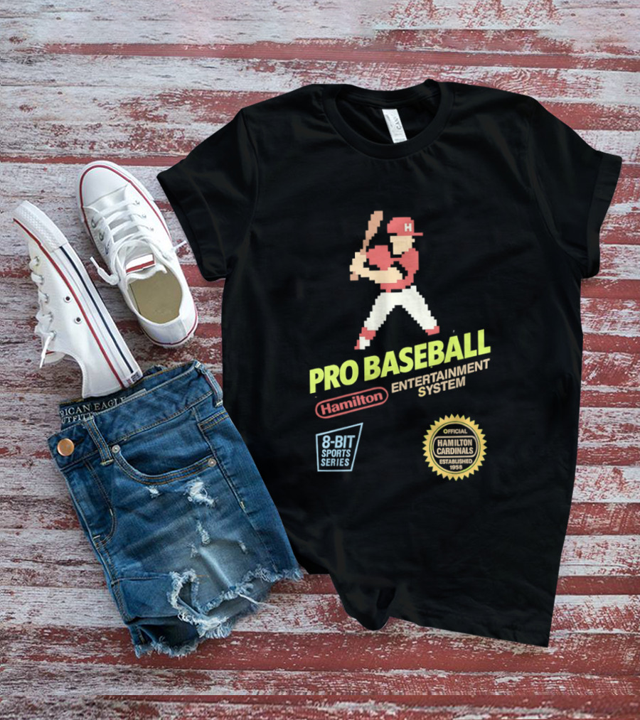 Hamilton Cardinals 8 Bit Nintendo Licensed Pro Baseball Players T-Shirt