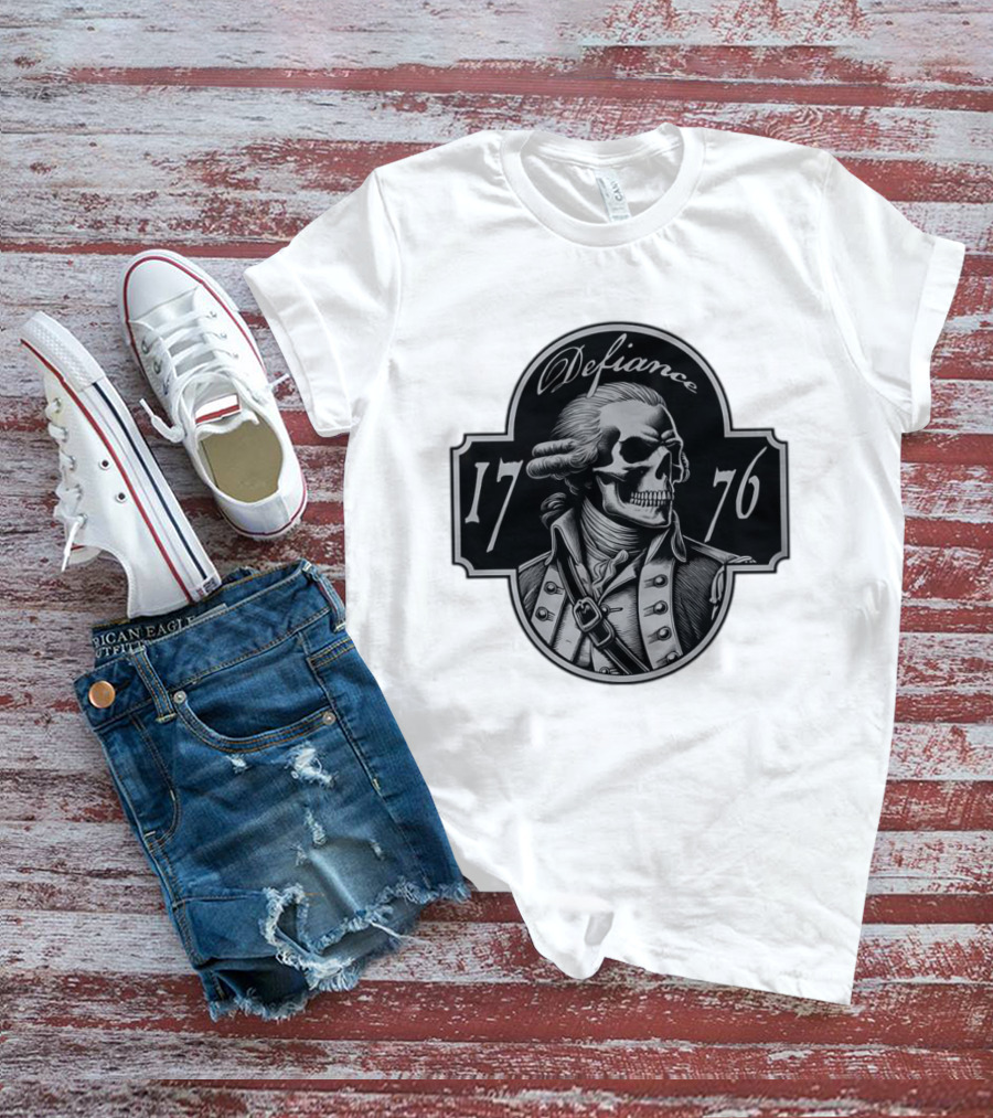 Defiance 1776 George Washington Skeleton Patriotic T-Shirt