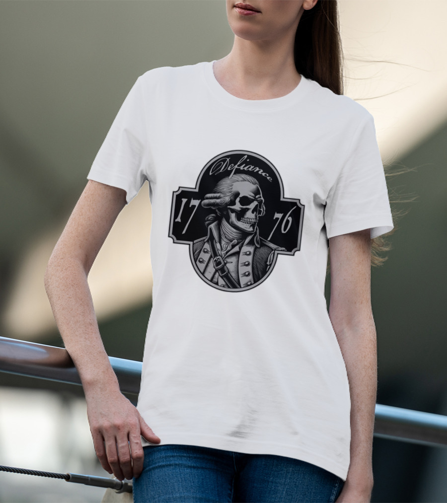 Defiance 1776 George Washington Skeleton Patriotic T-Shirt