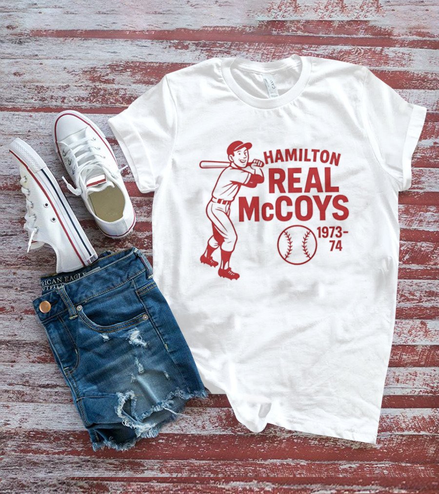 Hamilton Real McCoys Baseball 1973 1974 Retro Player T-Shirt