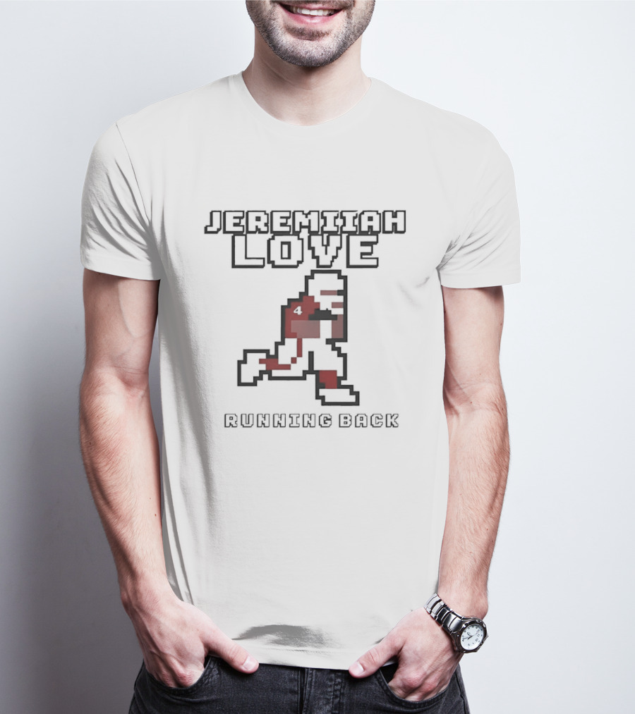 Jeremiyah Love Running Back Notre Dame Fighting Irish Pixel T-Shirt