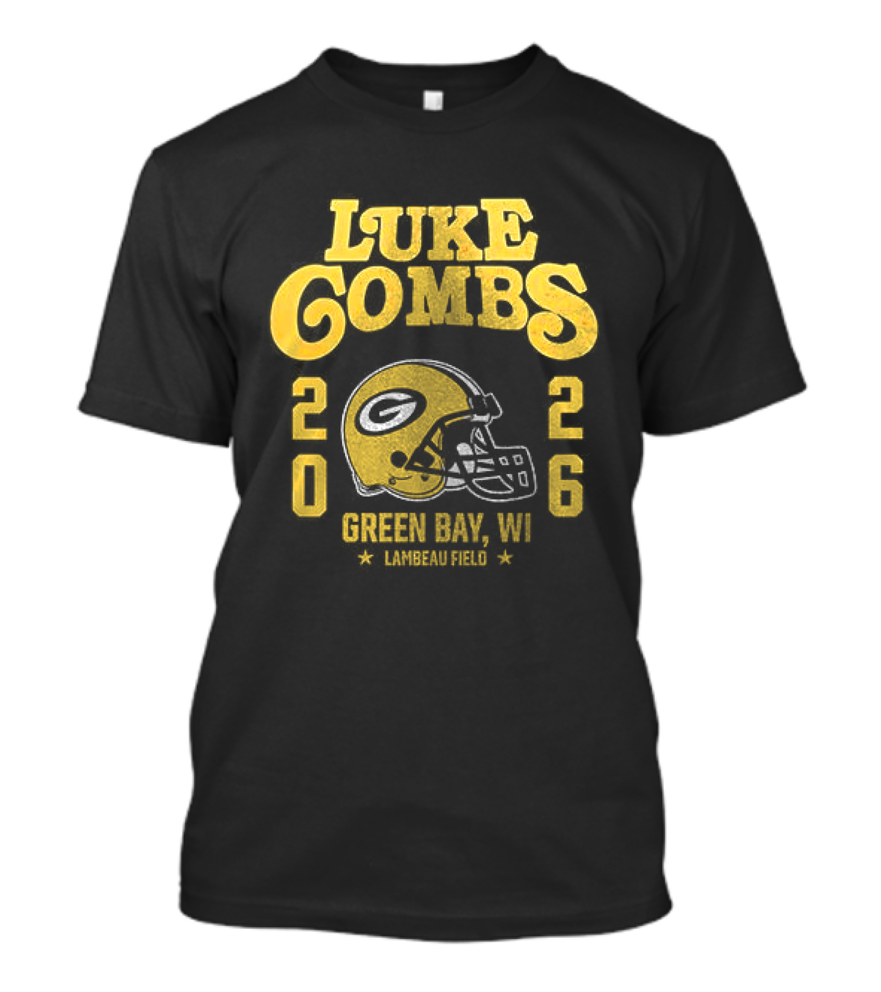 Luke Combs Green Bay WI Tour 2026 Helmet Packers Collaboration T-Shirt