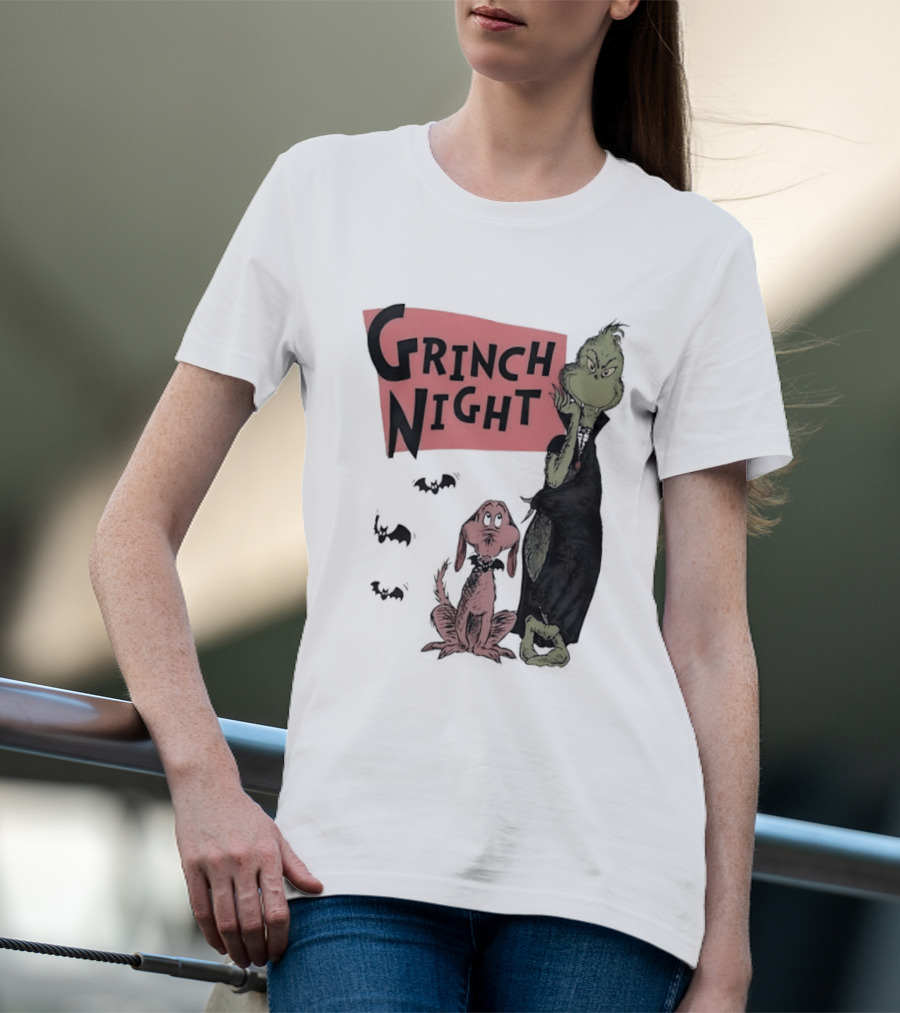 Grinch And Max Halloween Night Spooky Scene T-Shirt