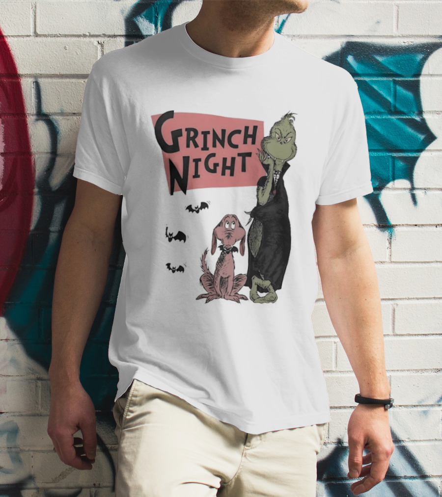 Grinch And Max Halloween Night Spooky Scene T-Shirt