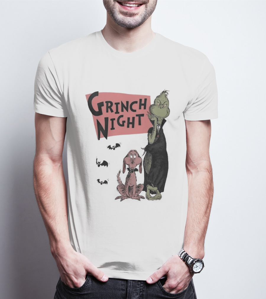 Grinch And Max Halloween Night Spooky Scene T-Shirt