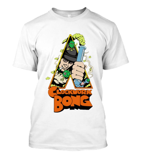 Work Bong Triangle Character Holding Bong With Smoke And Green Creatures T-Shirt