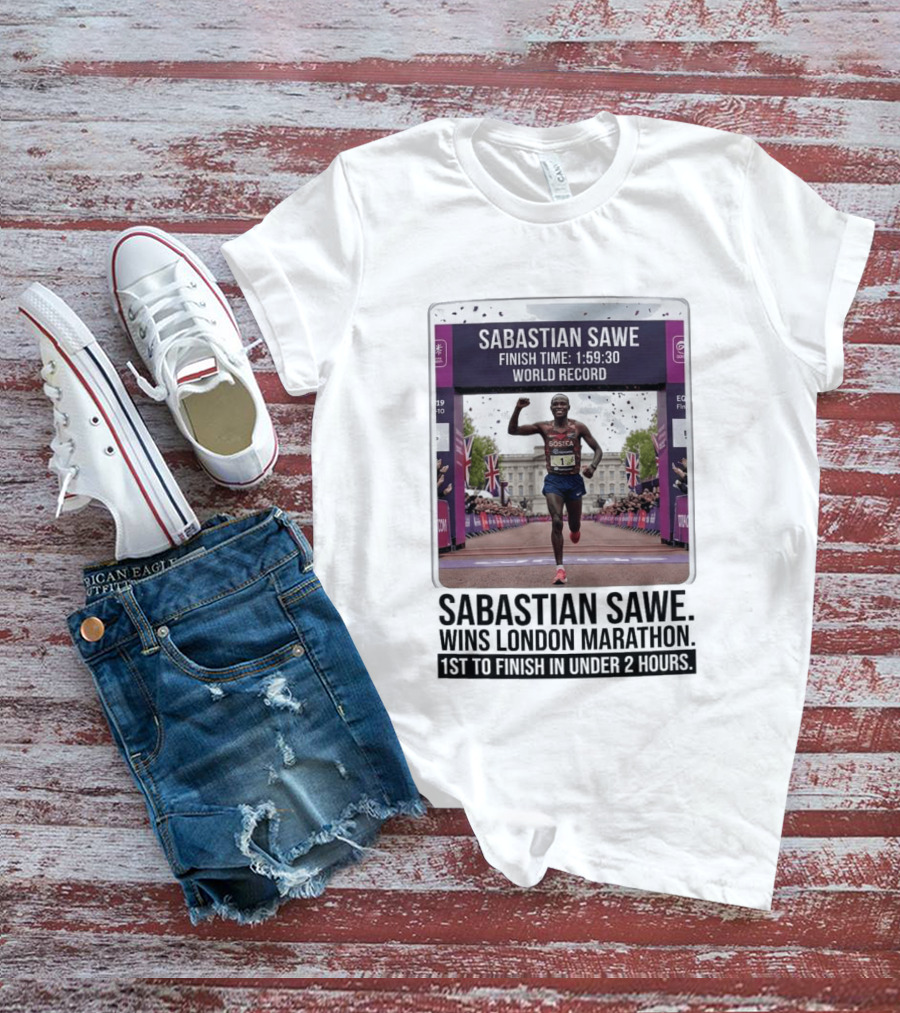 Sabastian Sawe Finish Time 1:59:30 World Record London Marathon T-Shirt