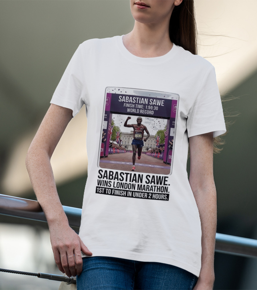 Sabastian Sawe Finish Time 1:59:30 World Record London Marathon T-Shirt