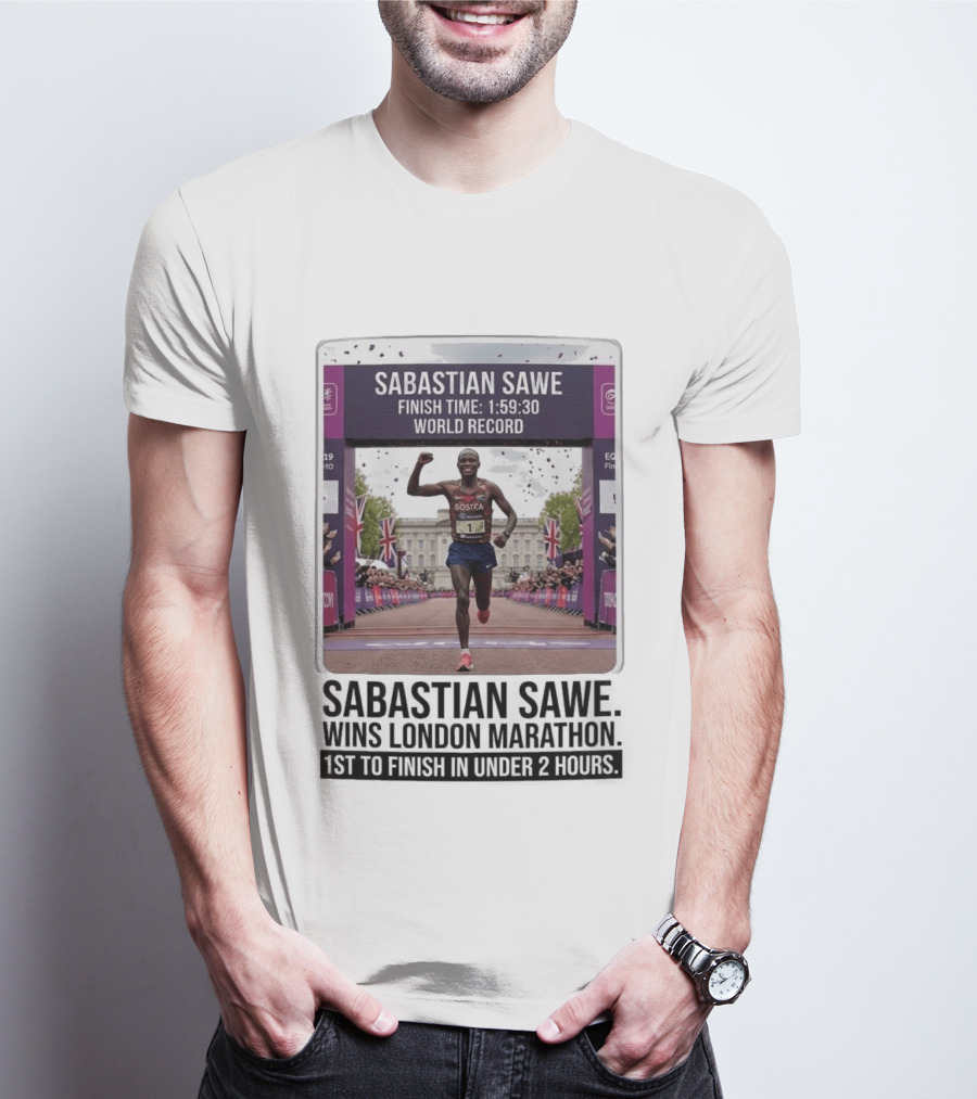 Sabastian Sawe Finish Time 1:59:30 World Record London Marathon T-Shirt