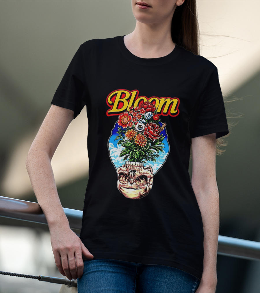 Bloom Skulls And Flowers Summer Classic Vibrant Floral Eyeball T-Shirt