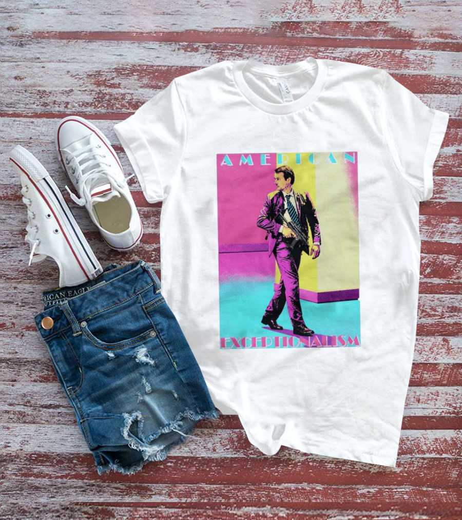 American Exceptionalism Retro Pop Art Style Man With Gun T-Shirt