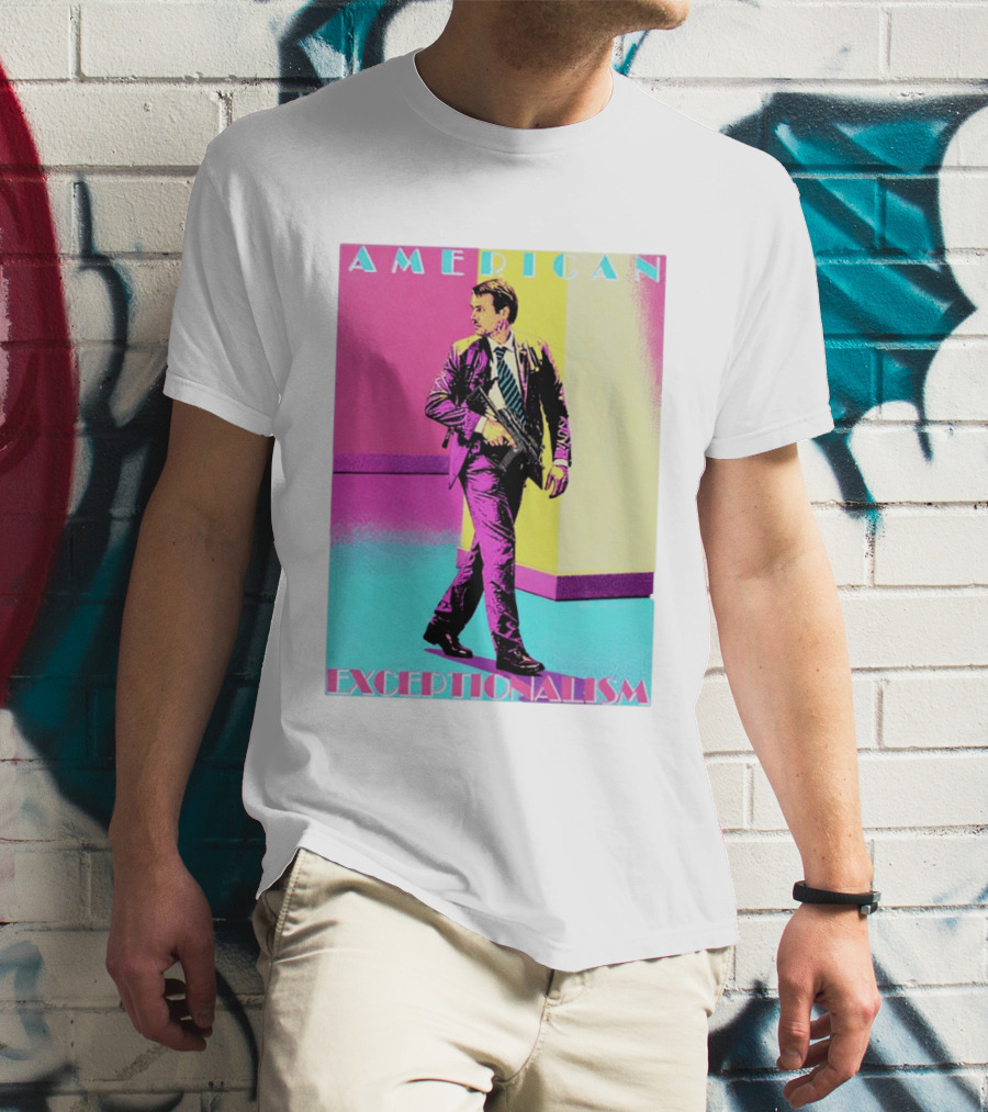 American Exceptionalism Retro Pop Art Style Man With Gun T-Shirt