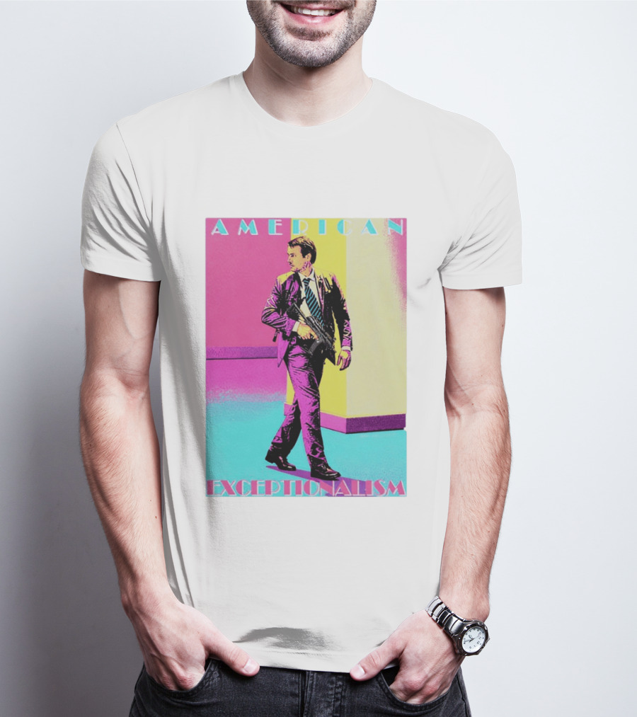 American Exceptionalism Retro Pop Art Style Man With Gun T-Shirt