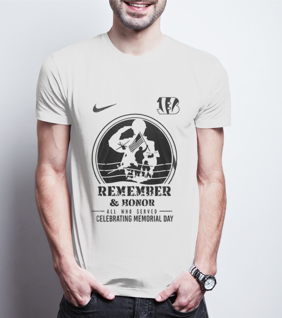 Nike Cincinnati Bengals Remember And Honor All Gave Some Celebrating Memorial Day T-Shirt