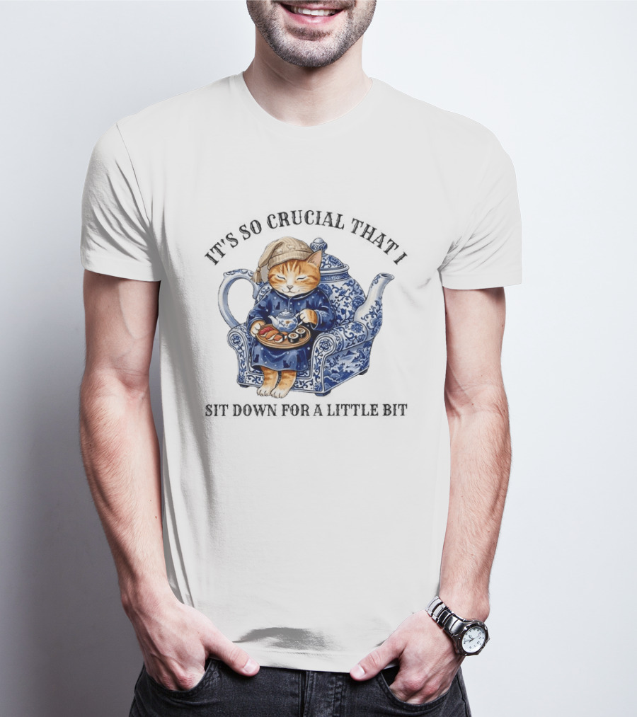 It's So Crucial That I Sit Down For A Little Bit Teapot Nap Cat T-Shirt