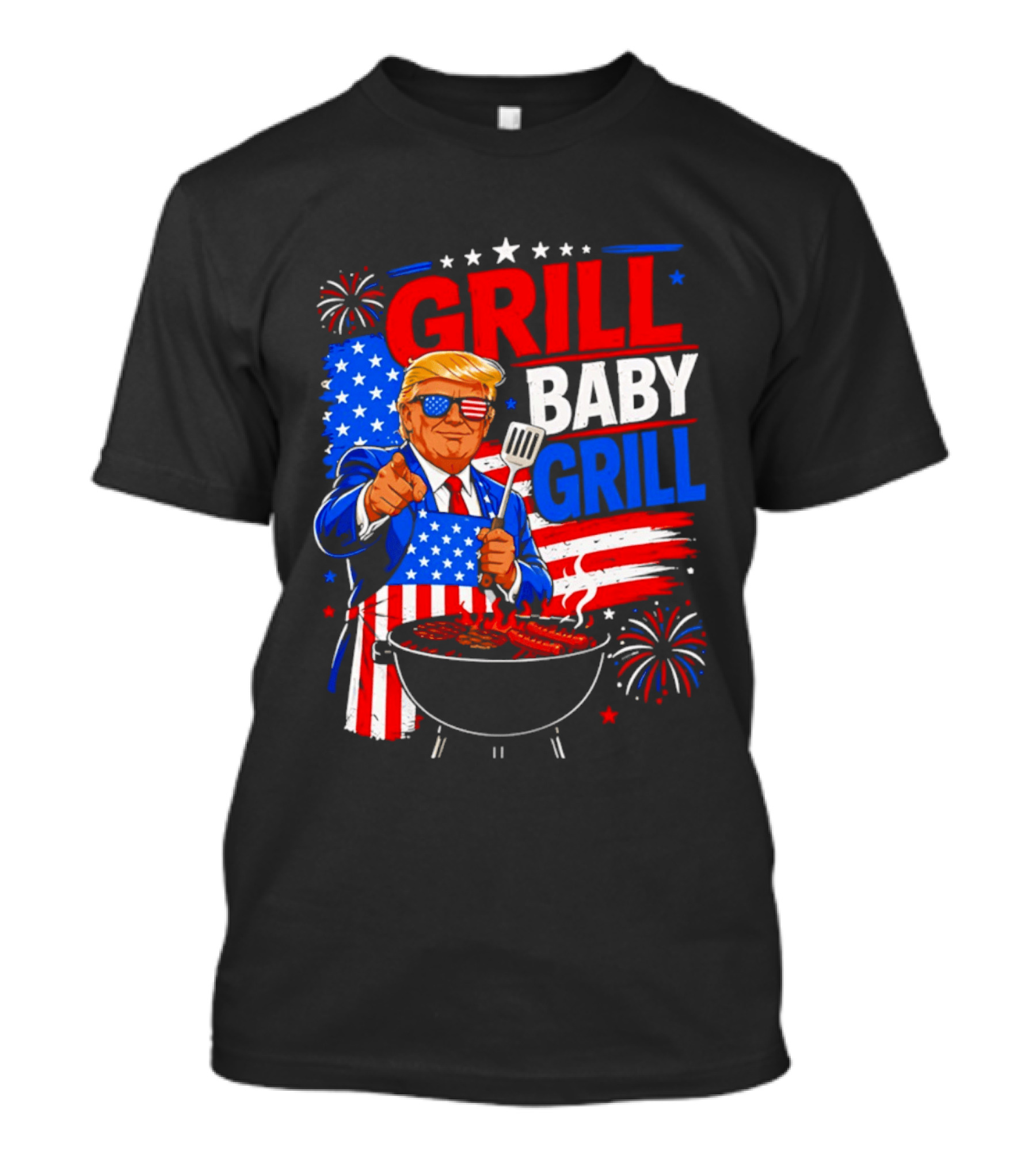 Trump Grill Baby Grill 4th Of July Fireworks 2026 T-Shirt