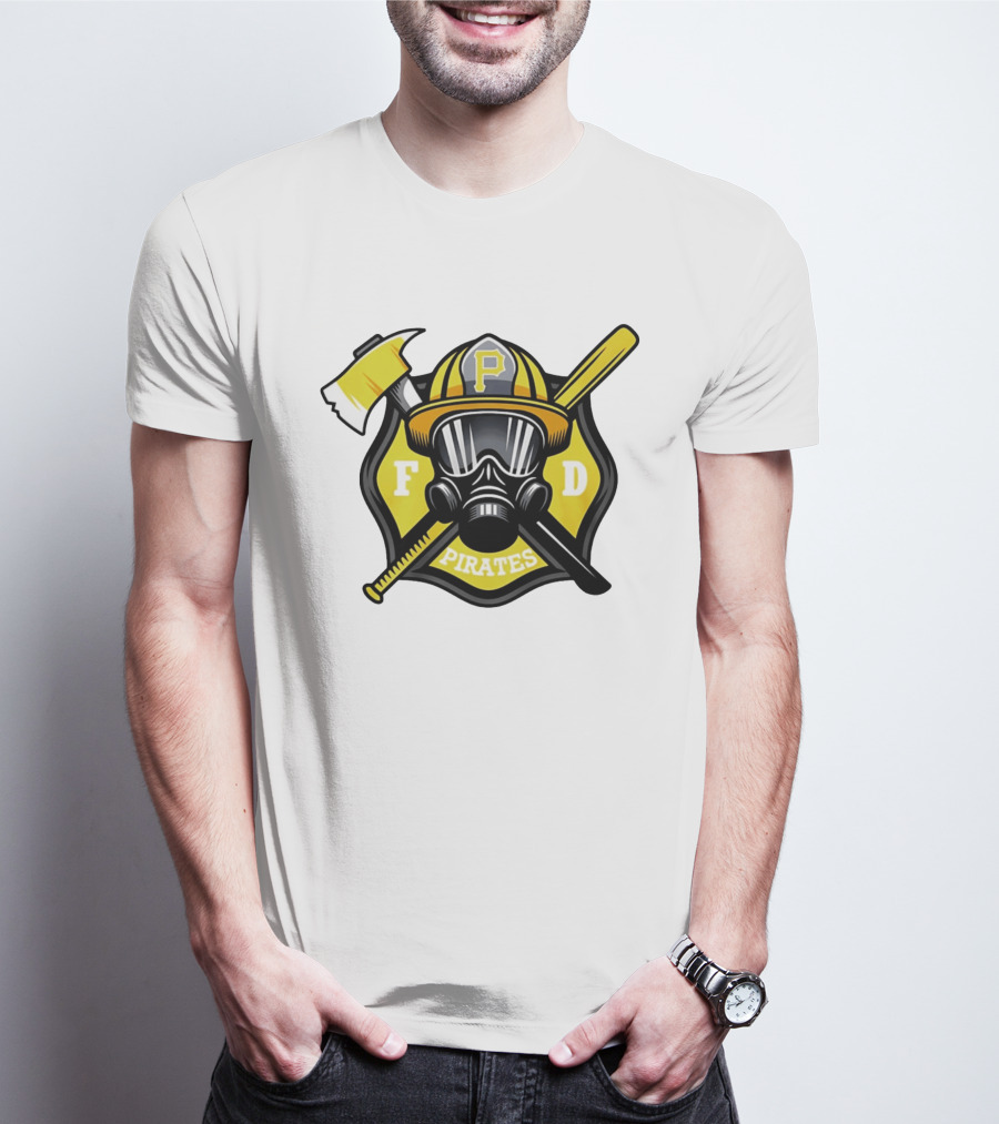 Pittsburgh Pirates Firefighter Helmet Ax FD Spirit T-Shirt