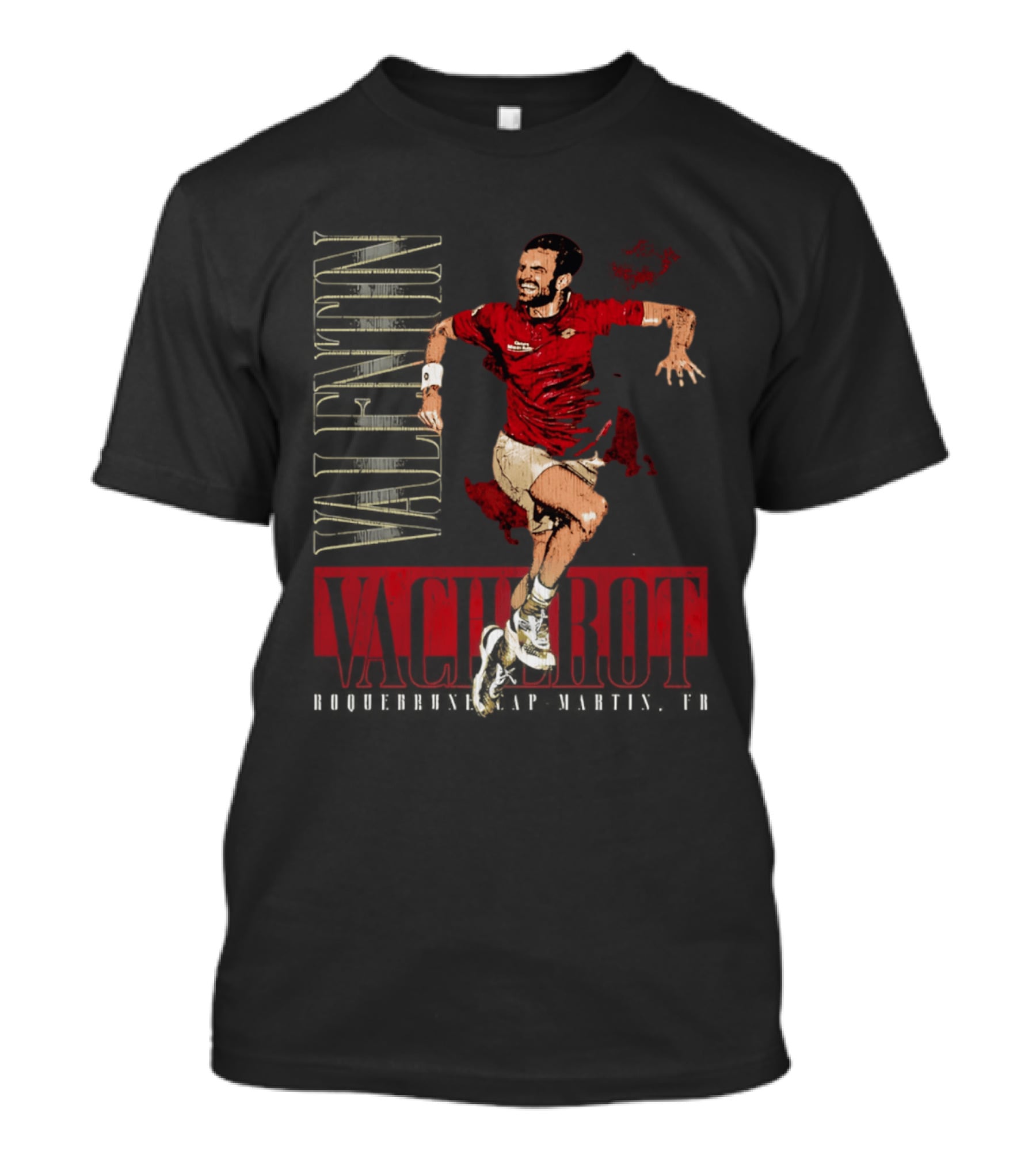 Valentin Vacherot Vertical Name Jumping Athlete Red T-Shirt