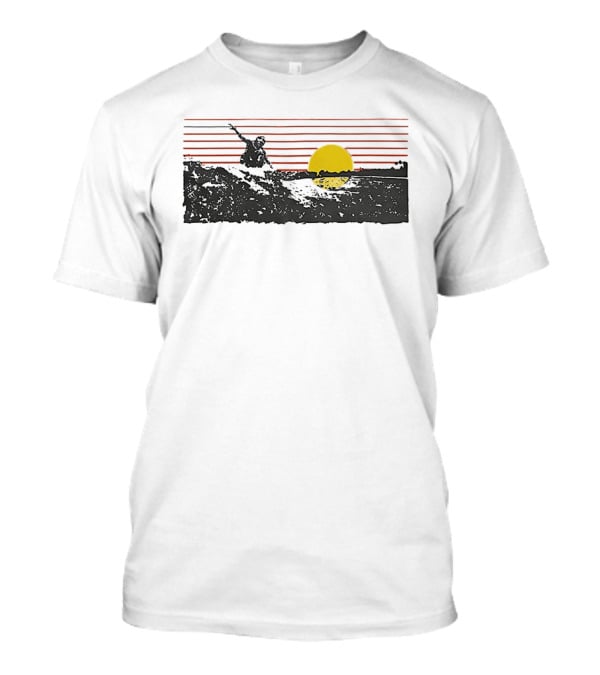 Sunset Surfer Retro Wave Yellow Sun Ocean Lines T-Shirt