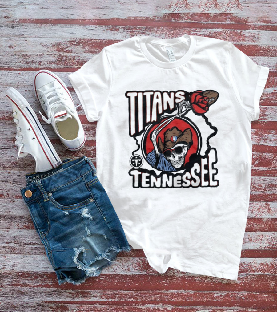 Tennessee Titans Grateful Dead Skeleton Rose Collaboration T-Shirt