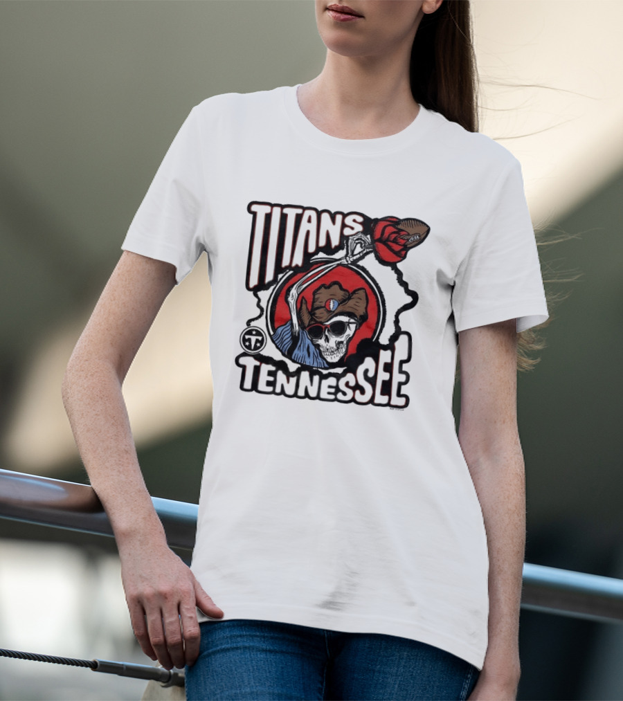 Tennessee Titans Grateful Dead Skeleton Rose Collaboration T-Shirt