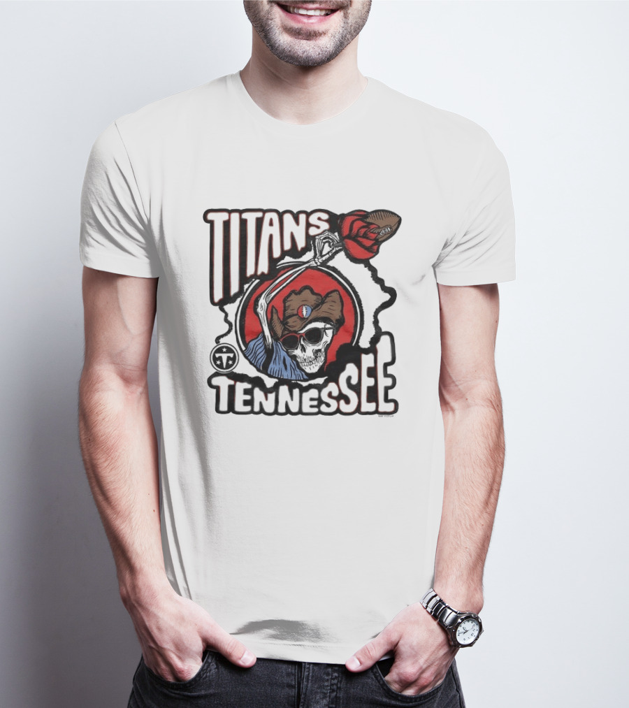 Tennessee Titans Grateful Dead Skeleton Rose Collaboration T-Shirt