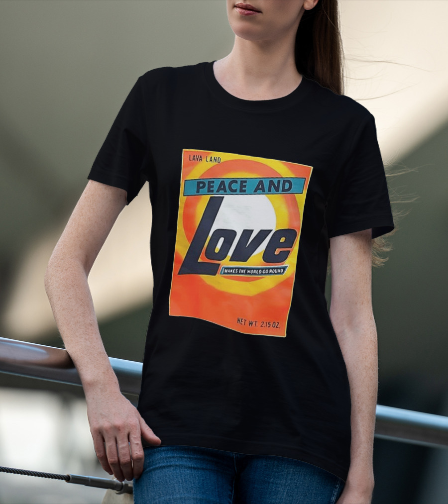Peace And Love Makes The World Go Round Lava Land Retro Style 2.15 Oz T-Shirt