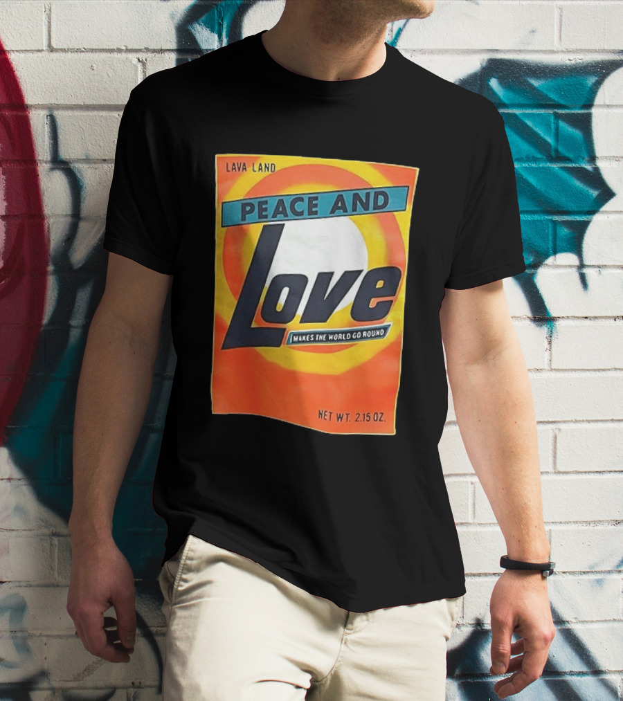 Peace And Love Makes The World Go Round Lava Land Retro Style 2.15 Oz T-Shirt