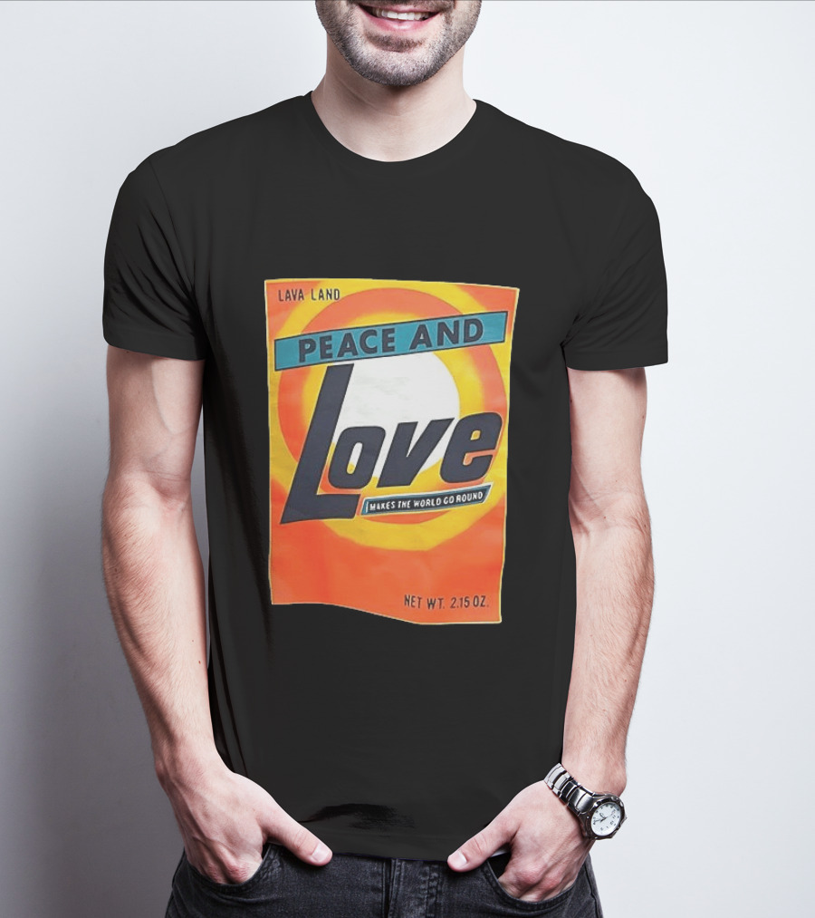 Peace And Love Makes The World Go Round Lava Land Retro Style 2.15 Oz T-Shirt
