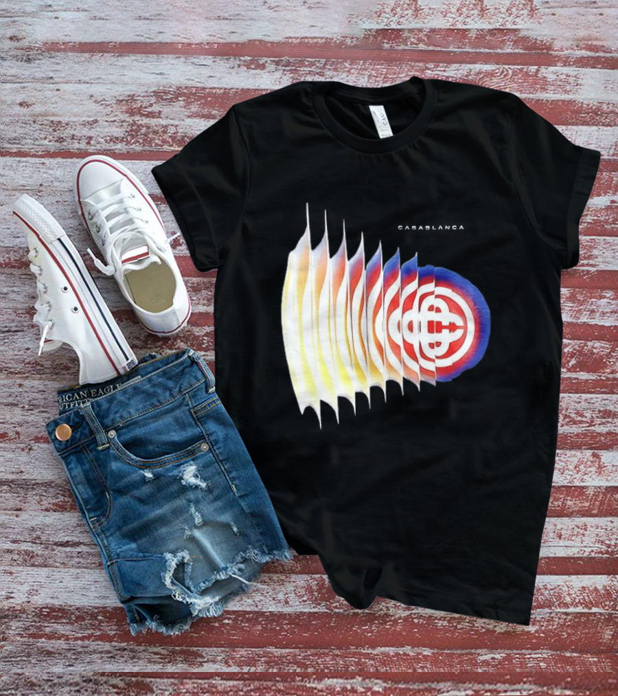 Casablanca Shockwave Optical Illusion Pattern With Red Blue Yellow Layers T-Shirt