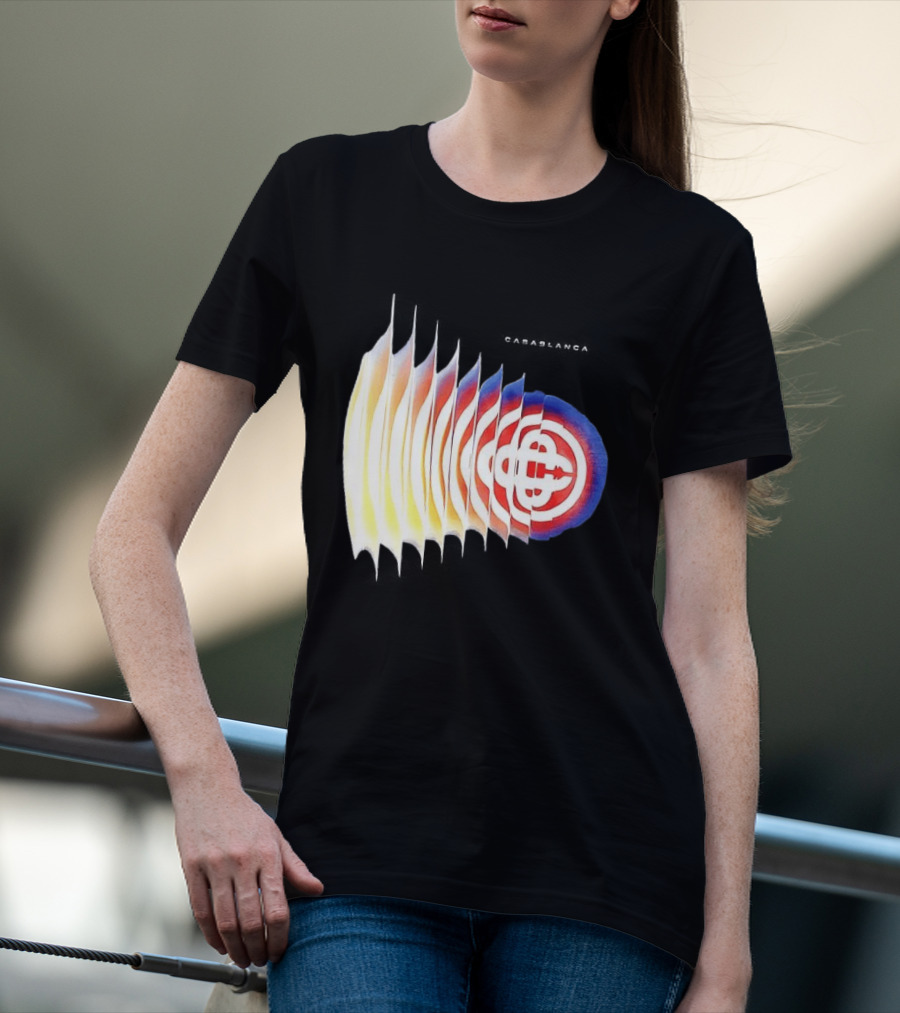 Casablanca Shockwave Optical Illusion Pattern With Red Blue Yellow Layers T-Shirt